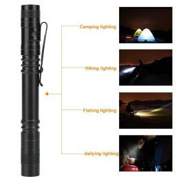 Pen Mini Portable LED Flashlight Torch Flash Light Battery Hunting Lamp Pocket Flashlights For Camping,Outdoor,Emergency Pack