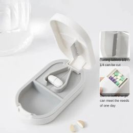 1PC portable medicine box Pill cutter Pill splitting and pill storage integrated