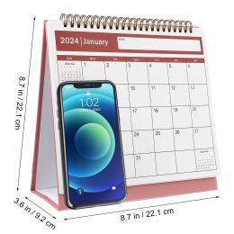 Jan 2024-Jun Table Calendar Note Blocks Planner Monthly Calendar Thick Paper Desk Calendar (Pink)