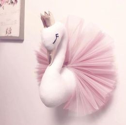 Baby Girl Room Decor Plush Animal Head Swan Wall Home Decoration Baby Stuffed Toys Girls Bedroom Accessories Kids Child Gift T20065082251
