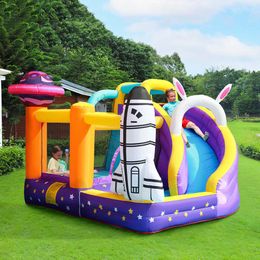Uppblåsningsbart slott med tema Designalternativ Portable Bouncer Jumping Combo till salu Kid Jumper Bounce House med Slide Toys Space Theme for Backyard Entertainment