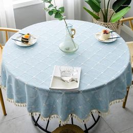 Table Cloth Round Tablecloth Plaid Cotton Linen Wedding Dress El Banquet Restaurant Kitchen Outdoor Decoration