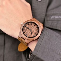 BOBO BIRD Mens Wood Watch Handmade Lightweight Minimalist Walnut Wooden Watches with Genuine Leather Personalised Gift
