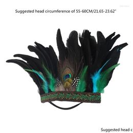 Hair Clips Barrettes Temperament Headband Girl Peacocks Feather Eye-Catching Hairband For Carnivals Drop Delivery Jewelry Hairjewelry Dh3Id