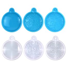 3 Styles Silicone Round Pendant Mould Christmas Series Epoxy Resin Mould DIY Keychain Jewellery for Christmas Day Gift Craft 40GB