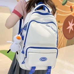 Backpack Classic Large Capacity For High School Students Lightweight Contrast Coloured Bag Middleschool College