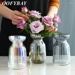 Vases Japanese Glass Gradient Simple Small Hydroponics Plants Vase Living Room Office Flower Arrangement Bottle Home Decoration Crafts