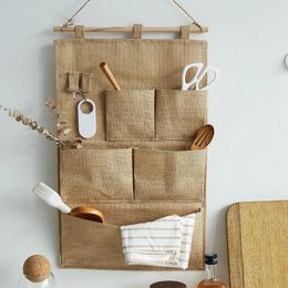 Storage Bags Cotton Linen Hanging Bag Dormitory Wall Door Organizer Pouches Wardrobe