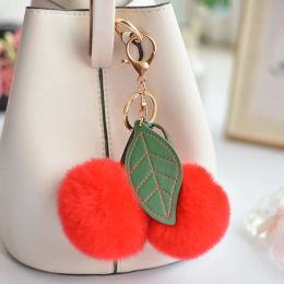 6cm Exquisite Rex Rabbit Colour Fur Ball Keychain School Bag Hat Scarf Diy Handmade Pompom Wholesale Support Mixed Colour 5/10Pcs