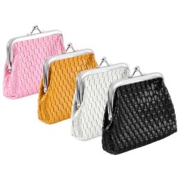 Women's Wallet Made Of Leather Woven Card Holder Purse Small Pure Colour Coin Purses Portable Money Bag Clutch Coin Pocket