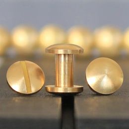 10pcs Solid Brass Binding Chicago Screws Nail Stud Rivets For Photo Album Leather Craft Studs Belt Wallet Fasteners 10mm cap