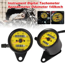 Retro Motorcycle LED Backlight Dual Odometer 0-140KM/H Speedometer Gauge Vintage Tachometer Universal