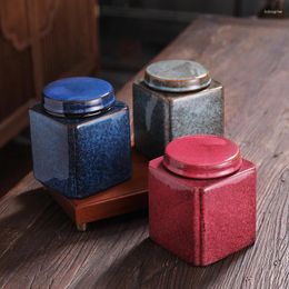 Storage Bottles Square Ceramic Tank Sealed Tea Moisture-proof Portable Set Accessories Candy Nuts Coffee Beans Bottle