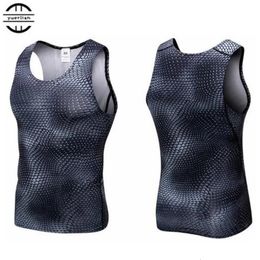 Men Pro Compression 3D Print Tight Slim Snake Scale VestHigh Elastic Quick-drying Wicking Sporting Fitness Shapers Tank Tops 240329