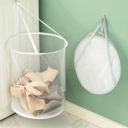 Dirty Clothes Storage Bag Foldable Laundry Basket Bathroom Wall Hanging Organiser Household Storage Clothes Organiser With Hook