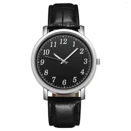 Wristwatches Men's Fashion Design Leather Watch Digital Quartz Temperament Gift