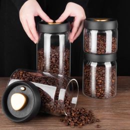 GIANXI Vacuum Sealed Jug Coffee Beans Glass Airtight Canister Kitchen Food Grains Candy Keep Fresh Storage Jar