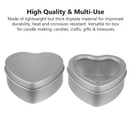 Metal Storage Tin 2oz Jar Candy Box Love Dessert Craft Silver Baking Heart Shaped Chocolate Cake Pan Candle Container Mould Mould