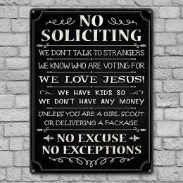No Soliciting Sign, Funny Sign For Front Door, Home and Business, Aluminium Rust Free 9" x 11", Pre-Drilled Holes,