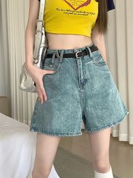 SXL Womens Mini Vintage denim short high waist female casual summer ladies Light Blue shorts jeans for womensL60056 240409