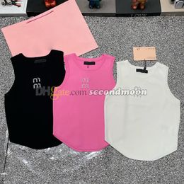 Women Sleeveless Tanks Top Rhinestone Letter Sport Vest Sparking Crystal T Shirt Knitted Tees