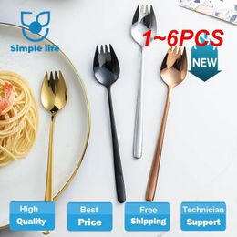 Forks 1-6PCS Long Handle 304 Stainless Steel Fork Ice Cream Salad Dessert Creative Fruit