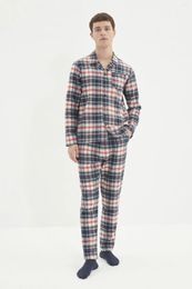 Home Clothing Trendyol Male Regular Fit Plaid Woven Pajamas Set TMNAW22PT1232