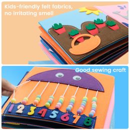 Montessori Baby Busy Toys Felt Cloth Book Early Educational Math Toy Tangram Shape Colour Match Board Learning Basic Life Skill