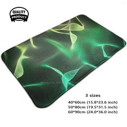 Carpets Ele Abstract Waves 2 - Turquoise Green And Yellow Comfortable Door Mat Rug Carpet Cushion Wave Futuristic