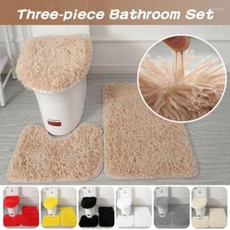 Bath Mats Mat 3 Pcs/Set Plush Toilet Cover Foot Pad Non-slip Absorbent Bathroom Doormat Flannel Soft Rug Carpet