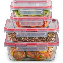 Dinnerware Pyrex Freshlock 8-Pieces Mixed Sized Glass Storage Containers Set Airtight & Leakproof Locking Lids