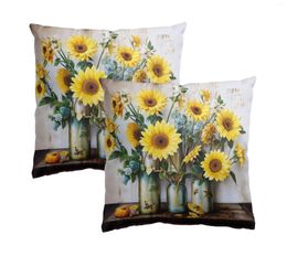 Pillow Floral Throw Cover Pack Of 4 Flowers Cases For Sofa Bedroom