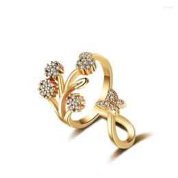 With Side Stones 2024 Adjustable Snowflake Ring Butterfly Zircon Plated Rose Gold Personalised Allergy Resistant