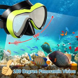 Snorkel Set Adults, Dive Masks and Snorkel for Man Women, Easy-Breath Snorkeling Gear with Anti-Fog Tempered Glass for Diving