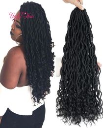 OMBRE COLOR GODDESS LOCS HAIR marley braiding hair Extensions 18inch crochet braids half wave half curly Bohemian locks for women 4709371