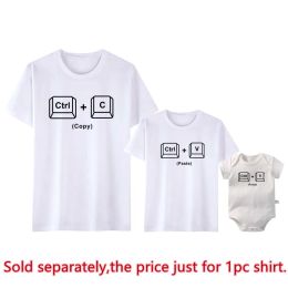 New Copy Paste Family Matching Shirts Look Father and Baby Tshirts Ctrl C Ctrl V Print Daddy Daughter Outfits Father's Day Gifts