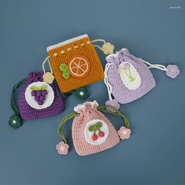 Storage Bags Cute Hand Woven Coin Bag Handmade Crochet Flower Mobile Phone Creative Wool Hook Bundle Mini Change Pocket