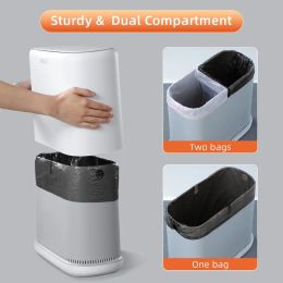 Joybos Trash Can with Cover Automatically Adsorbing Bag Double Barrel without Odor Kitchen Bathroom Accessories Home Use