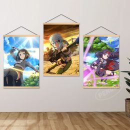 Home Decor Wooden Hanging Anime Painting HD Yuuki Asuna Canvas Print Posters Sword Art Online Wall Art Modular Picture Bedroom