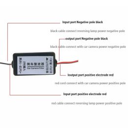 12V DC Power Relay Capacitor Philtre Rectifier for Car Rear View Backup Camera Auto Car Eliminate Interference Car Cam Connector