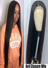 26 inch wig human hair HD transparrnt Lace Long wig Remy For Black Women 4X4human hair straight lace Closure wig PrePlucked1199799