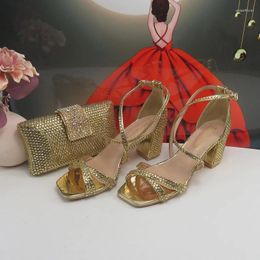 Dress Shoes 2024 High Heel Women Wedding And Bag Buckle Party Champagne Bling Crystal Pumps Bridal