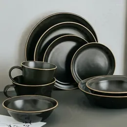 Plates Classic Simple Matte Plate Ceramic Dinner Fruit Salad Dishes Steak Pasta Dessert Bread Soup Household Tableware