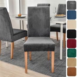 Chair Covers Elastic Dining Cover Stretch Seat Slipcover Velvet Spandex Protector Case For Kitchen Home El Banquet Decor