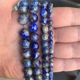 Natural Lapis Lazuli Stone Beads Round Loose Spacer Beads for Jewellery Making Necklace Bracelet Ornament DIY Decor Accessories