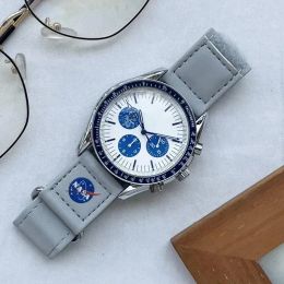 OMEG SIX BELLELS SAPPHIRE PLANET MOON MENS WATCHES Quartz 디자이너 크로노 그래프 시계 수은 42mm 나일론 시계 한정판 마스터 손목 시계