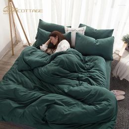 Bedding Sets Simple Style Solid Colour High-end Washed Cotton Duvet Cover Set For Teenagers 240x220 Winter Warm Double Large European