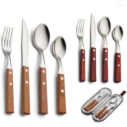 Dinnerware Sets 304 Stainless Steel Portable Tableware With Box Knife Fork And Spoon Travel Camping High Quality