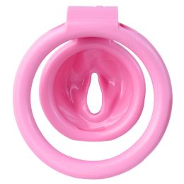 Sissy Pink Hard Plastic Chastity Cage Small Cocklock Device Pussy Shape Design Male Penis Lock Cockrings Sex Tooys for Man