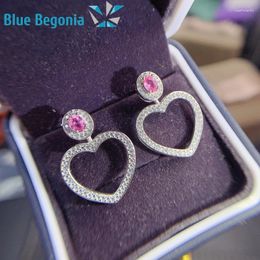 Stud Earrings 925 Sterling Silver Pink Sapphire For Women Fine Jewellery Anniversary Gift 3 4MM